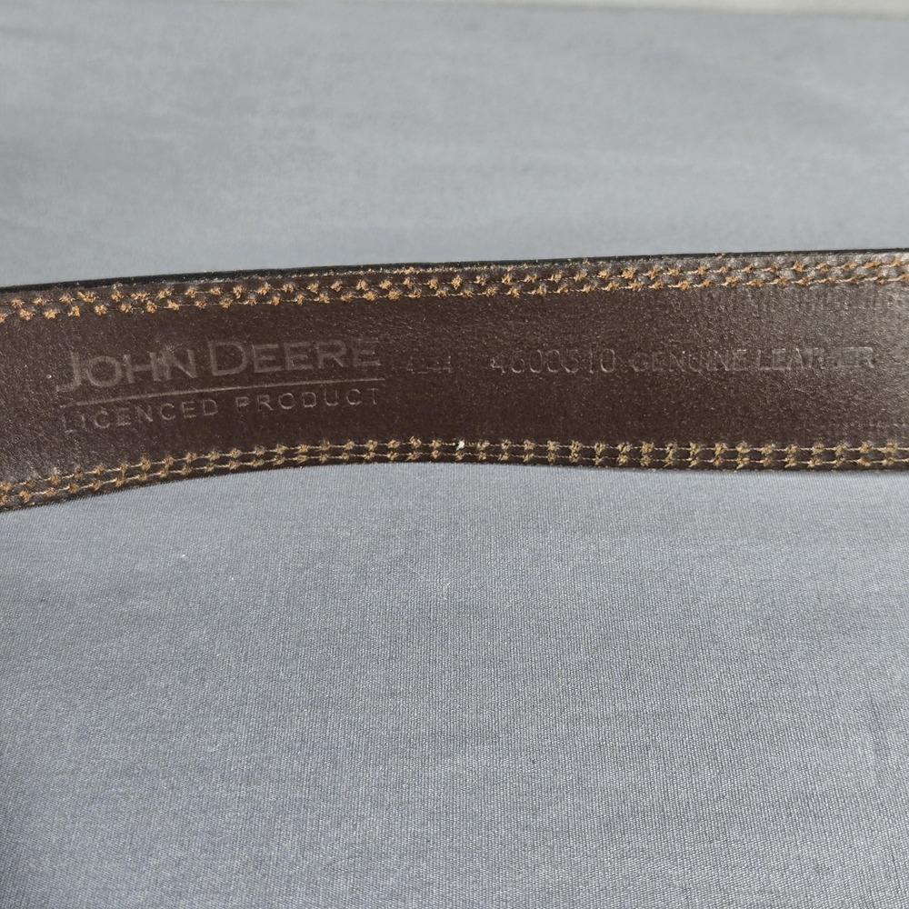 Vintage John Deere Mens 44 Belt Brown Leather Basketweave Tooled Western 90s - Picture 12 of 12